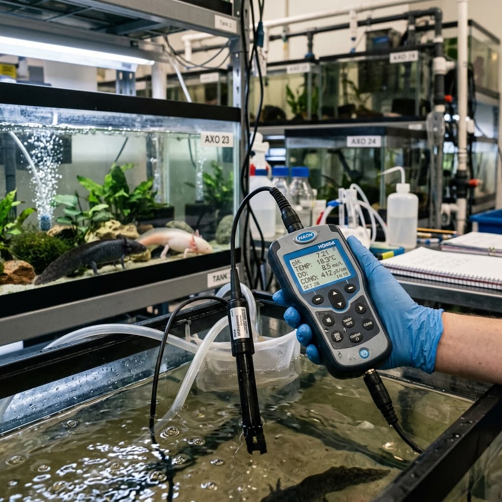 Calidad del agua en estanques de axolotl